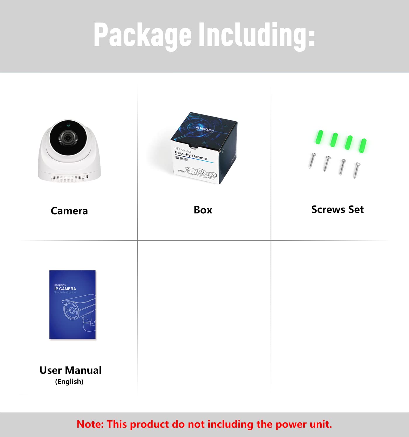 Revotech HD 3MP Interno Telecamera IP POE con Audio, Telecamera di Sicurezza a Cupola Visione Notturna 3 array LED IR P2P Telecamera CCTV H.265/H.264 (I3006-POE-Audio)