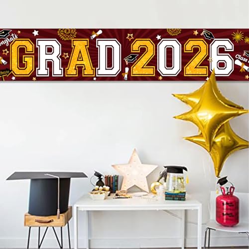 Image of 2026 Graduation Decorations-Congrats Class of 2026 Decorations Banner Grad Yard Sign for Graduation Party Supplies (Maroon)