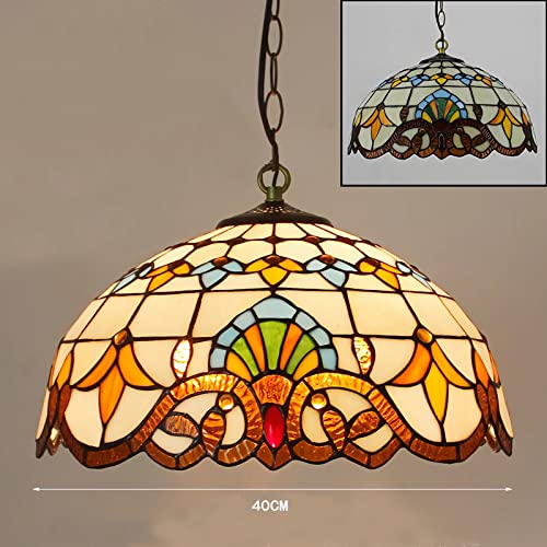 Lustre Tiffany 16 pouces pour remplacer un éclairage agressif par un verre teinté - 3