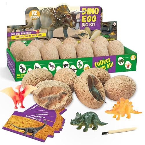 Dr. Daz Kit de Fouilles de Dinosaures - Kit d'Excavation d'Œufs de Dinosaure - Cadeau Scientifique et Jouets et Jeu pour Garçons Filles de 6-12 Ans