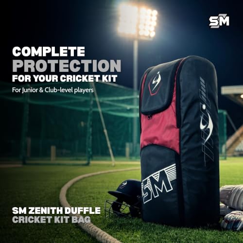 Image of SM Zenith Duffle Cricket Kit Bag | Cricket Bag | International Test Ergonomic Model | Shielded Dual Bat Casing | Extra Side Compartments | Tailor-Made Ripstop Fabric | Premium Cricket Bag