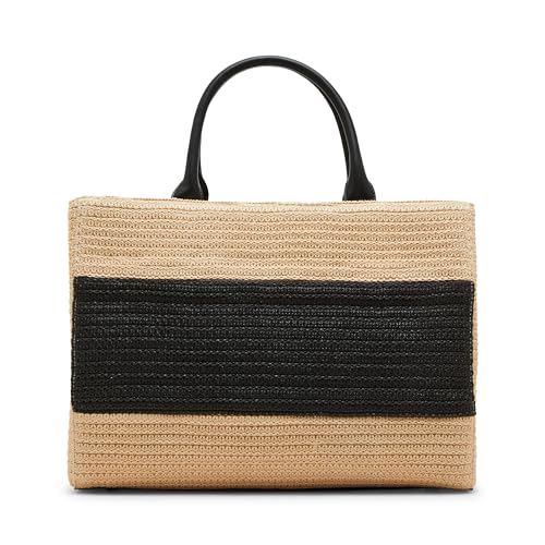 Steve Madden Lopez-S Large Straw Satchel W/Mini Bag, Natural3