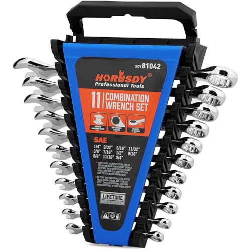 HORUSDY 12-Piece SAE Wrench Set | Combination Wrench Set with Organizer | 12 Point | 1/4" - 3/4" | Chrome Vanadium Steel