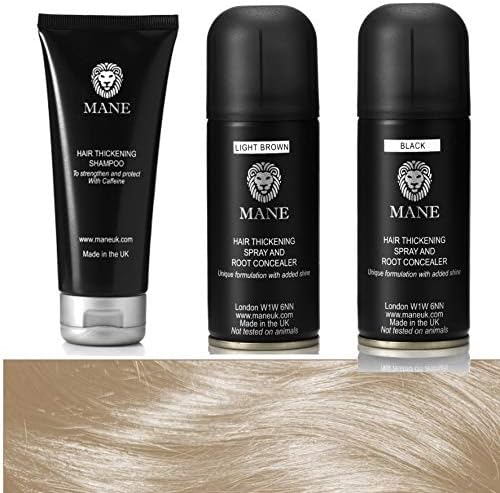 MANE Hair Thickening shampoo & Mane Hair Thickener & Root Conceal...