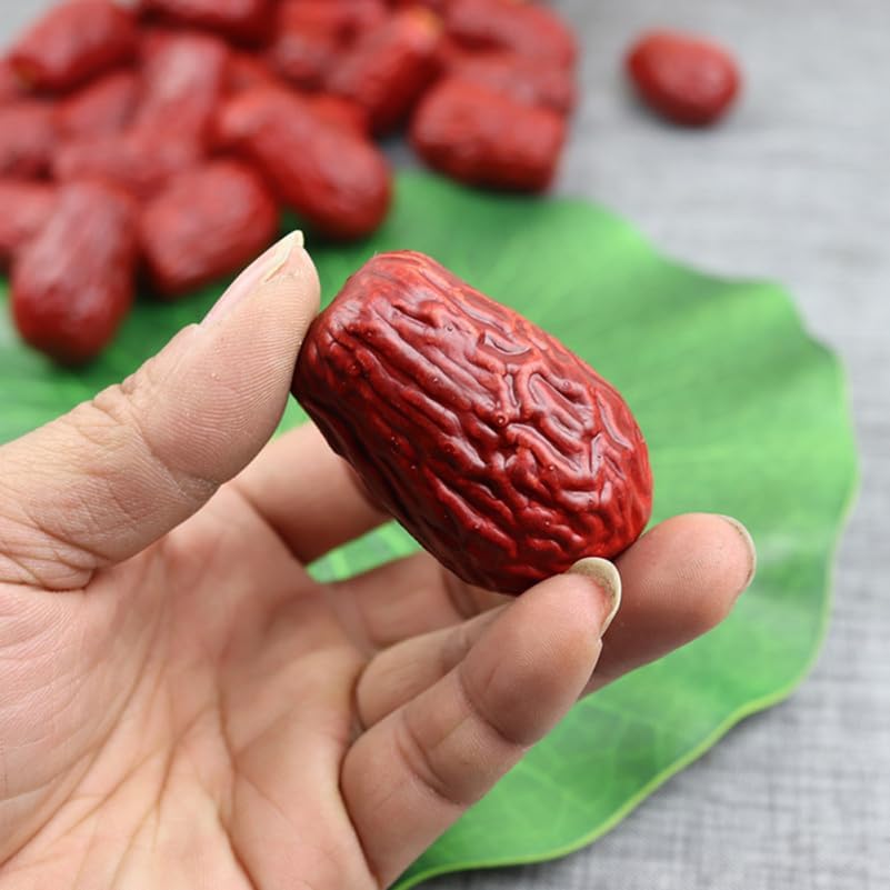 Miniatura 9 de Totority Modelos artificiales de azufaifo rojo, 20 piezas de decoración de frutas falsas para el hogar, fiesta, accesorios de fotografía, PVC, rojo