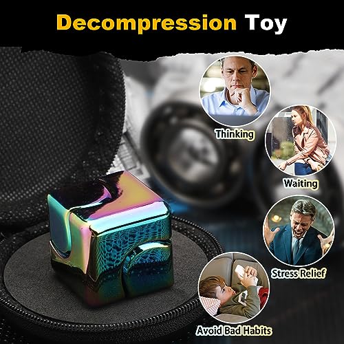 Image of Dilabnba Infinity Cube Fidget Spinner Toy for Kid Adult, Metal EDC Fidget Block Figner Spinner 4 in 1 Focus Spinning Toy, Cool Sensory Desk Gadget Stress Relief Gift for Boy Girl Teen Men (Rainbow)
