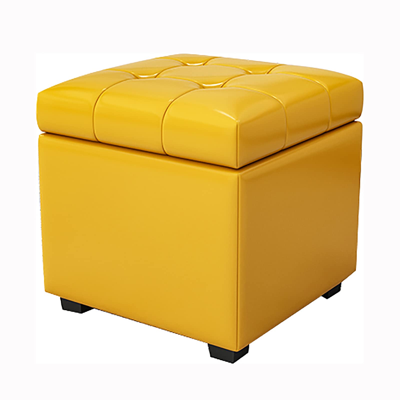 Rangement repose-pieds en cuir jaune tabouret de salon moderne de luxe