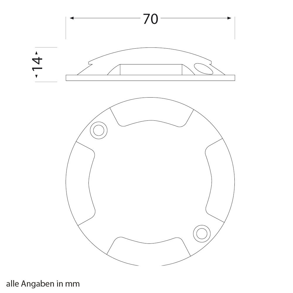 ledscom.de Lampada da pavimento a LED RUNDA per esterni, IP67, a 4 luci, in alluminio, rotonda, 70 mm Ø, bianco caldo, set di 10