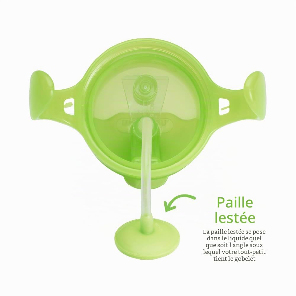 Munchkin Tasse Sippy Bébé avec Paille | Tasse Étanche | Paille Lestée | Biberons Bébé - 7 oz / 207 ml | Vert