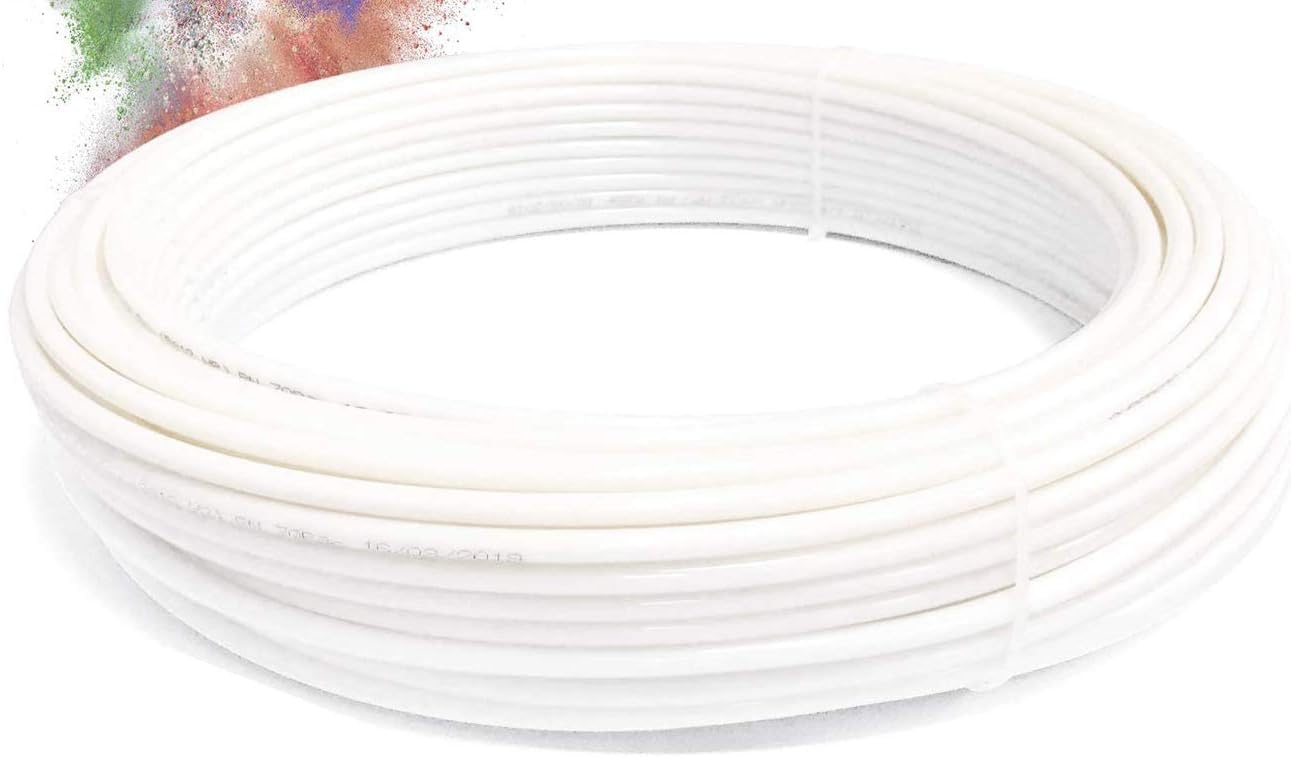 Rollo de 100 Metros de tubería Fabricada en Poliamida. Medida 1/4". Alta Resistencia. Presión de Rotura 140 Bar. Color Blanco.