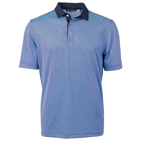 Cutter & Buck Virtue Eco Pique Micro Stripe Recycled Mens Polo, Atlas/Navy Blue Cover