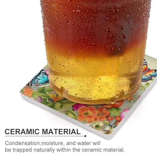 Dessous de verre réutilisable décoration de table fleurs papillons 9,4cm - 5