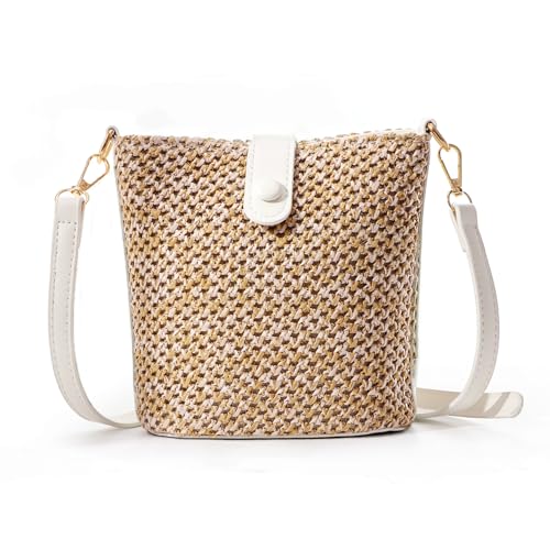 Fecialy Straw Crossbody Bag for Women Handmade Rattan Shoulder Bags Beach Summer Handwoven Straw Clutch Purse