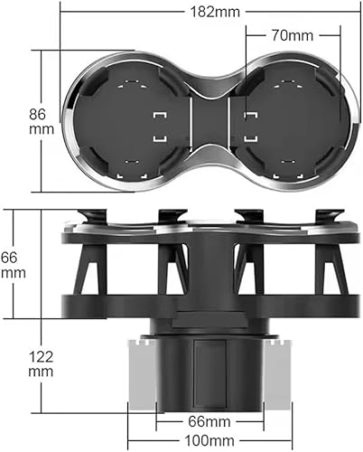 Miniatura 6 de Expansor universal para portavasos de automóvil, extensor de adaptador de portavasos 2 en 1 con base de montaje ajustable, portavasos de automóvil,