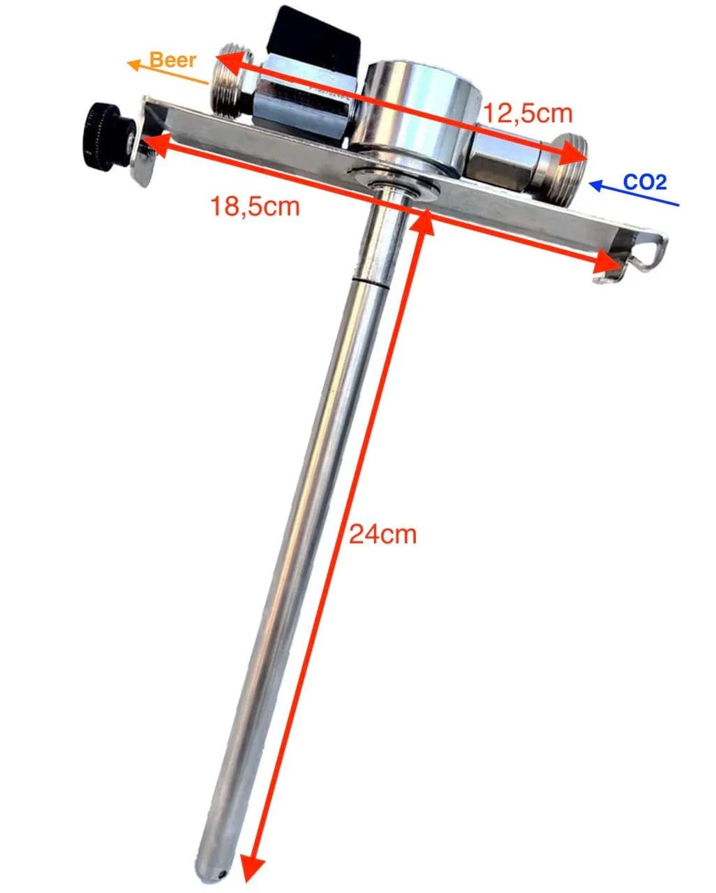 5 l Bierfass Adapter aus Metall mit Bierabstellhahn, Rückschlagventil, CO2 3/4 Zoll, Bier 5/8 Zoll, einfache Installation, robust & hygienisch