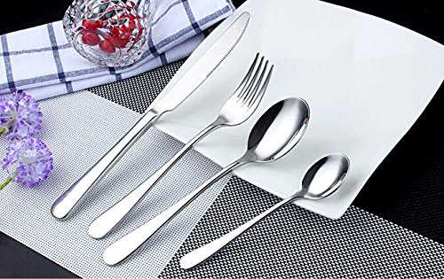 Cutlery, Home Use Stainless Steel Western Tableware, 4-Piece Dinnerware Set knife fork spoon teaspoon by Alytimes