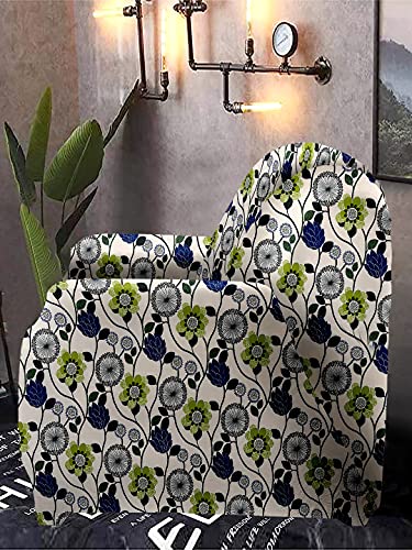 Image of Cortina Single Seater Sofa Cover | Floral Print | 100% Polyester Spandex Fabric | Couch Covers, Machine Washable | Suitable for Home, Office, Birthday, Anniversary, & More | High Stretch | Blue&Green