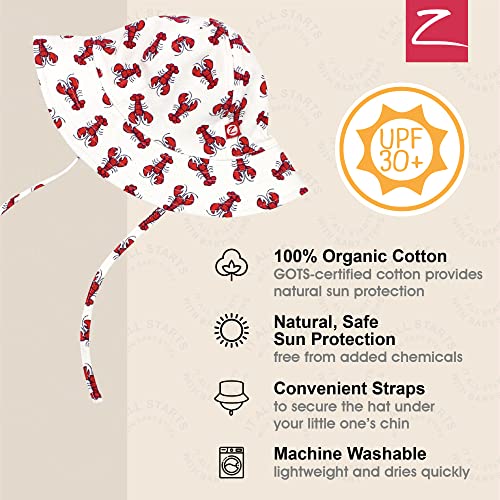 Zutano Bucket Sun Hat for Toddlers and Babies, Cotton Summer Baby Hat with Floppy, Wide Brim, Lobster, 24M3