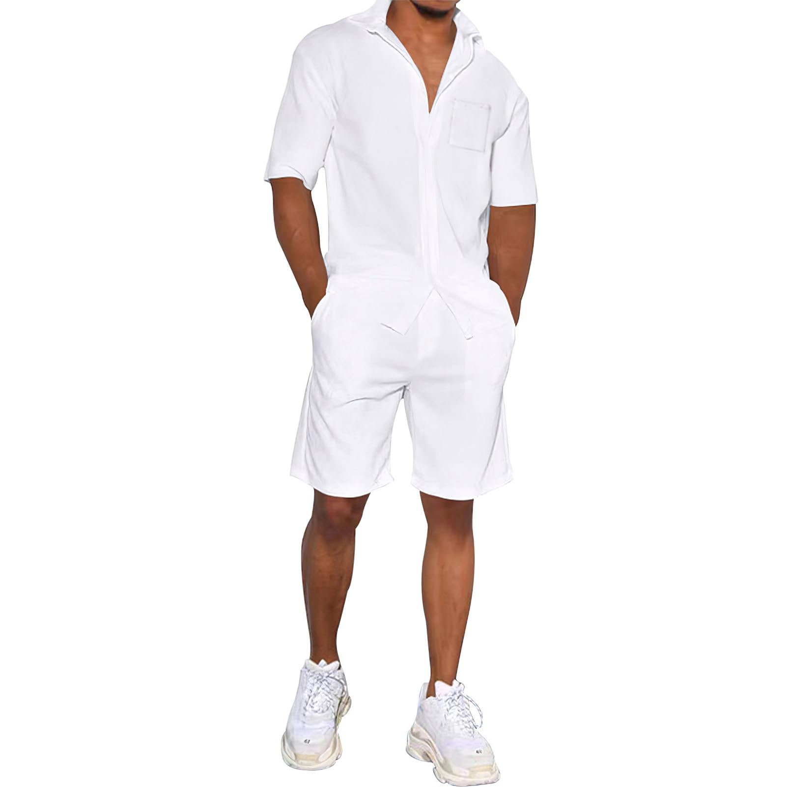 amropi Chándal Deportivo Manga Corta Camisa Botón Shorts Verano Conjunto