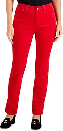 Charter Club Womens Lexington Tummy Control Corduroy Pants Red Size 16x3 main image 1