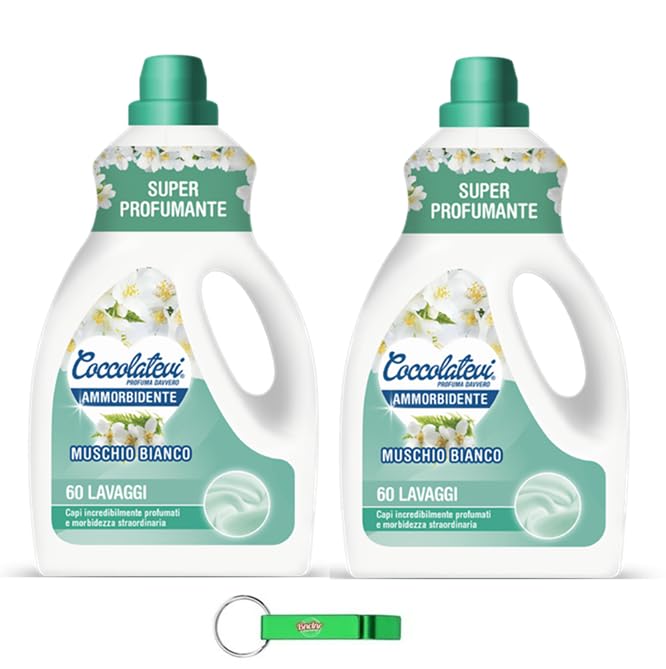 Coccolatevi Suavizante de almizcle blanco, suavizante súper fragante, ropa suave y fragante, 60 lavados, 3000 ml + llavero Beni Culinari gratuito