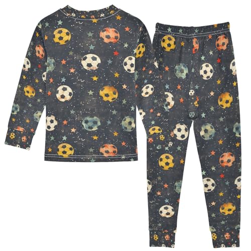 senya Vintage Soccer Stars Pajamas Set Long Sleeve Soft Cotton Sleepwear 2 Piece2