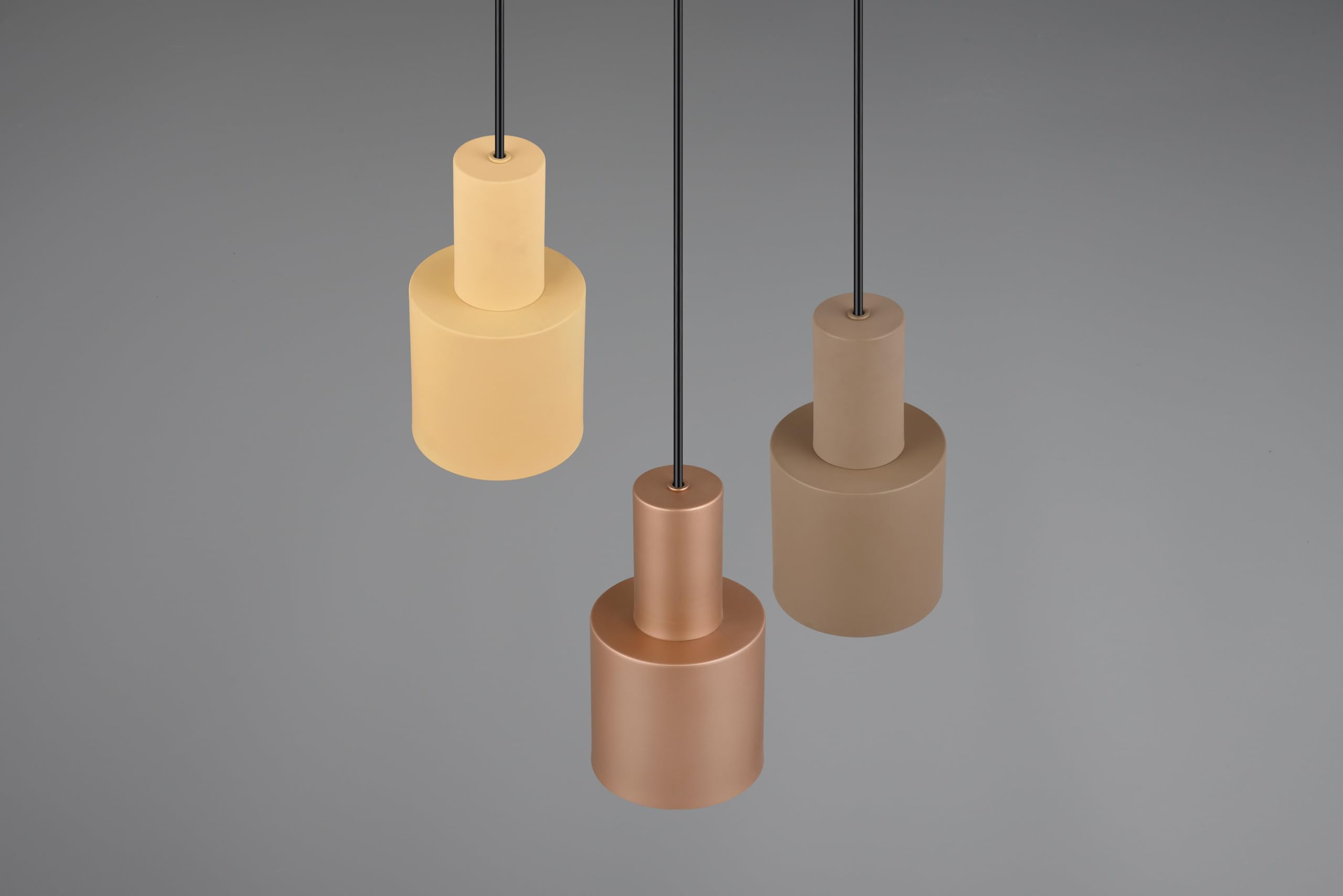Lampadario a sospensione – Beige – Marrone – Tortora – 30 x 150 cm – 3 luci – Metallo