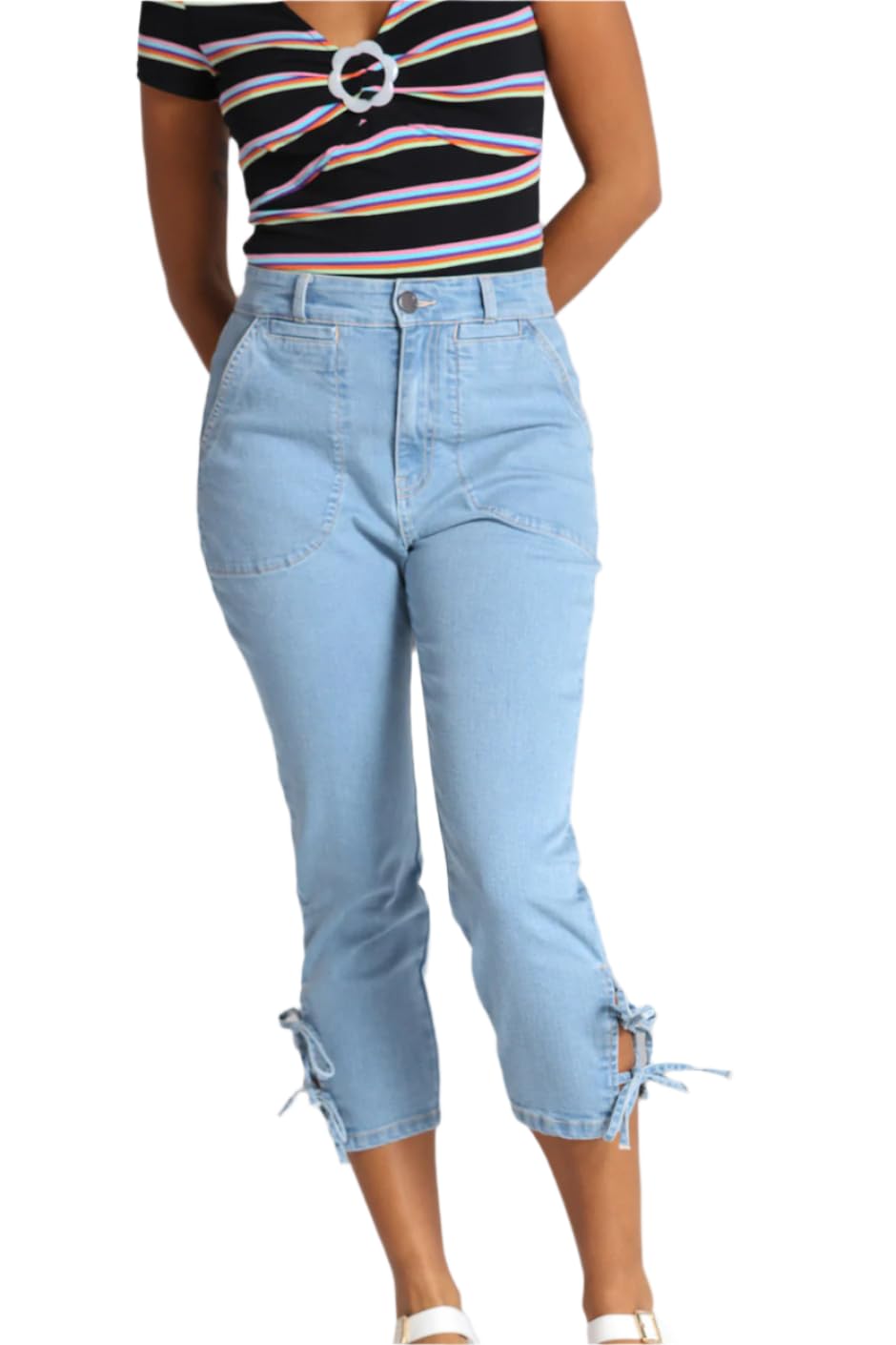 Hell Bunny Unisex Blu Kiralee Cropped Jeans