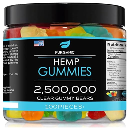 Purganic Hemp Gummies - Made in USA - 100% Natural and Tasty Fruit Flavors - 100ct