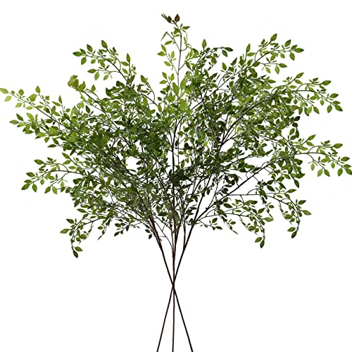 Dioty 3Pcs Artificial Plant Leaves 43.3 Inch Nandina Faux Greenery Branch, Artificial Plastic Plant Floral Arrangement, for Home Office Restaurant Wedding Garden Patio Shop Window Photography Props