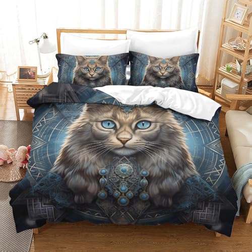 Parure couette chat 3D fermeture éclair en grand format 220x240