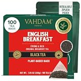 VAHDAM, tè per la colazione inglese (100 bustine di tè) | Tè Nero HIGH Energy | Bustine di tè nero forti, robuste e saporite | Preparare tè caldo, freddo o al latte | ANTIOSSIDANTI Ricco