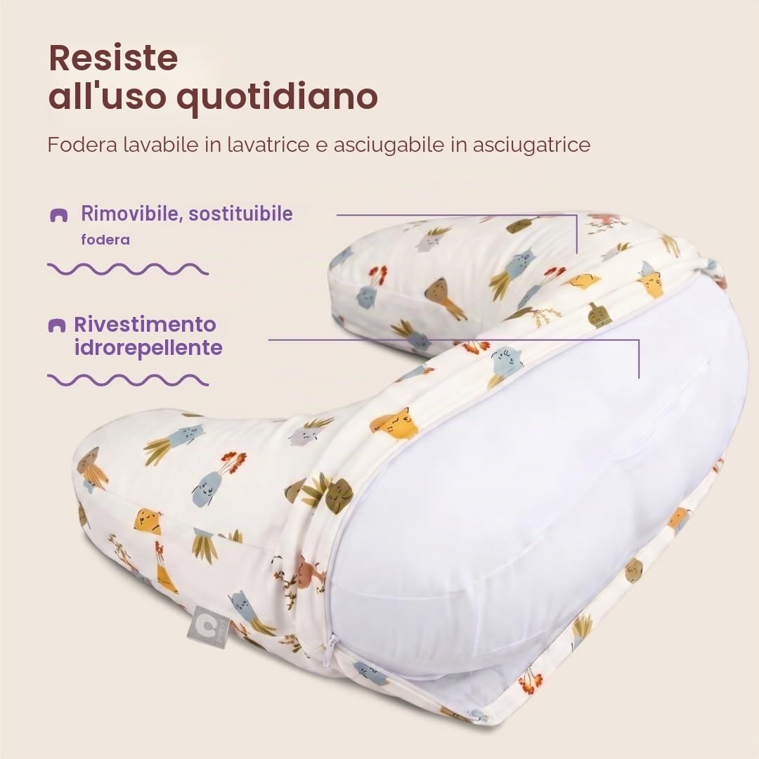 Boppy Cuscino per allattamento, con piante d'appartamento felici, più grande, più solido e di supporto per l'allattamento al seno e l'allattamento con biberon, riempimento più solido, sollevamento più