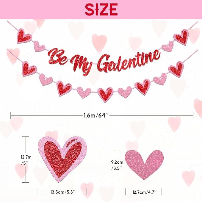 Be My Galentine Banner for Happy Galentine's Day Decorations,Galentine's Day banner with Heart for Girl Ladies Galentines Day Party Decor (MIX A) - Image 2