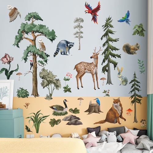 Vinilos adhesivos 3D bosque con animales para pared miniatura 6