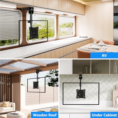 Mountup MU0049 Folding Under Cabinet Tv Mount - Flip Down & Swivel Tv Bracket Fits 13-32 Inch Lcd Tv Monitor Screens Up To 22 Lbs,Space Saving Height Adjustable Under Counter Tv Mount,Vesa 75X75 & 100X100,Mu0049 thumb #5