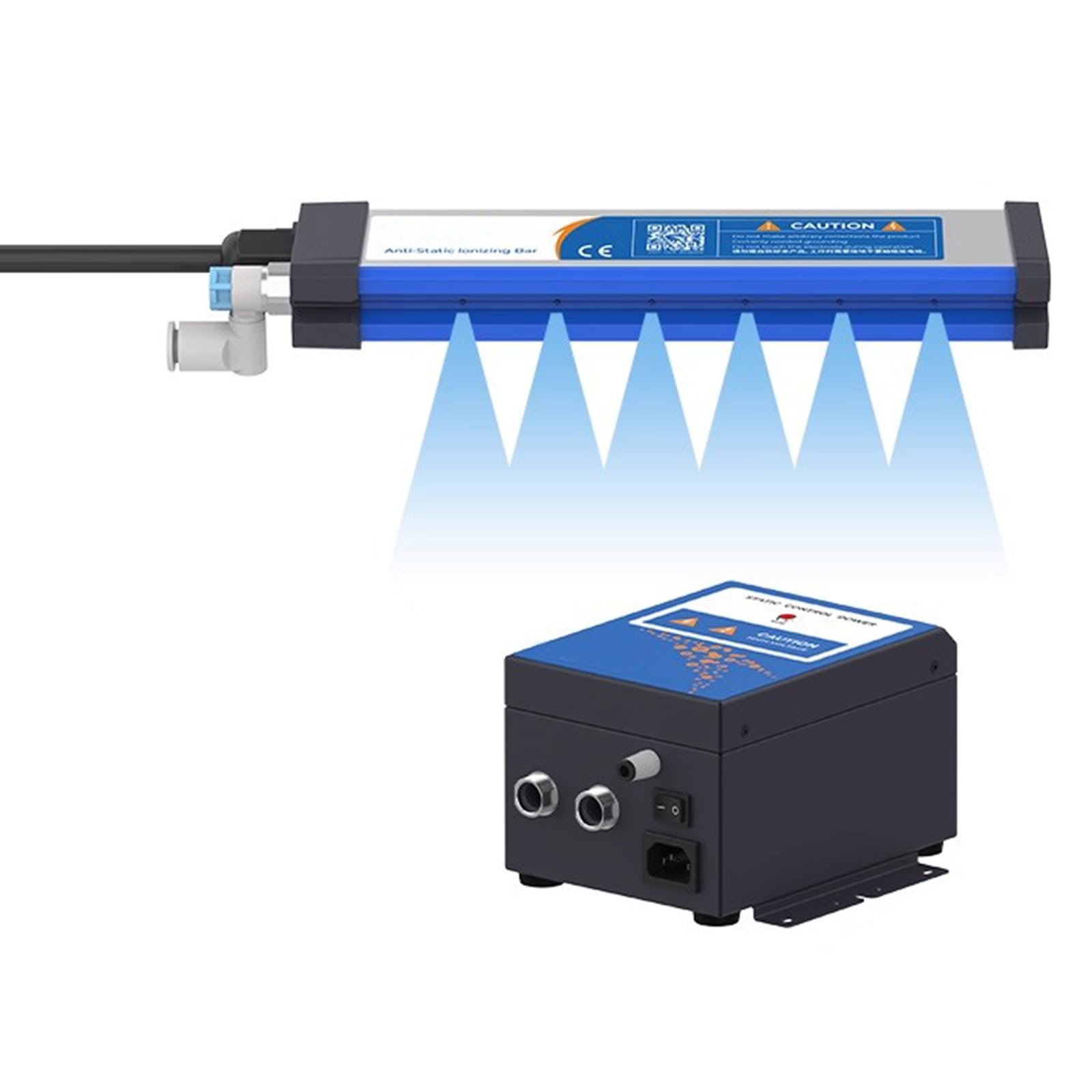 Vituord Ionizing Air Bar, Anti Static Electrostatic Rod, with 5.6KV High Voltage Generator, Tungsten Ion Needle, Fast Static Elimination Speed, for Electronics, Plastics, Textiles