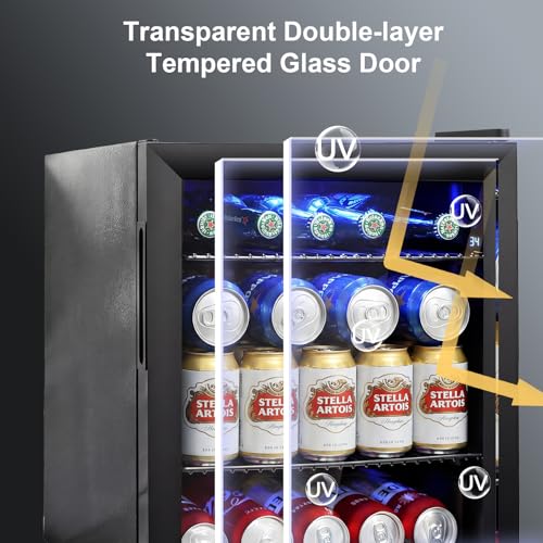 Image of 50 Can Mini Beverage Refrigerator - Small Beverage Fridge with Glass Door for Soda Beer Wine - Countertop Drink Cooler for Home, Dorm, Office or Bar, Electronic Temperature Control,1.4cu.ft.Black