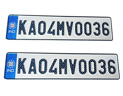 Image of INNOVQARAJ Car Customized Number Plate | IND Road Legal Font | Compatible with Old Registration Vehicles | Non‑HSRP | No Barcode, No Serial Code, No VIN | Front & Back Plate Set | Blue Model