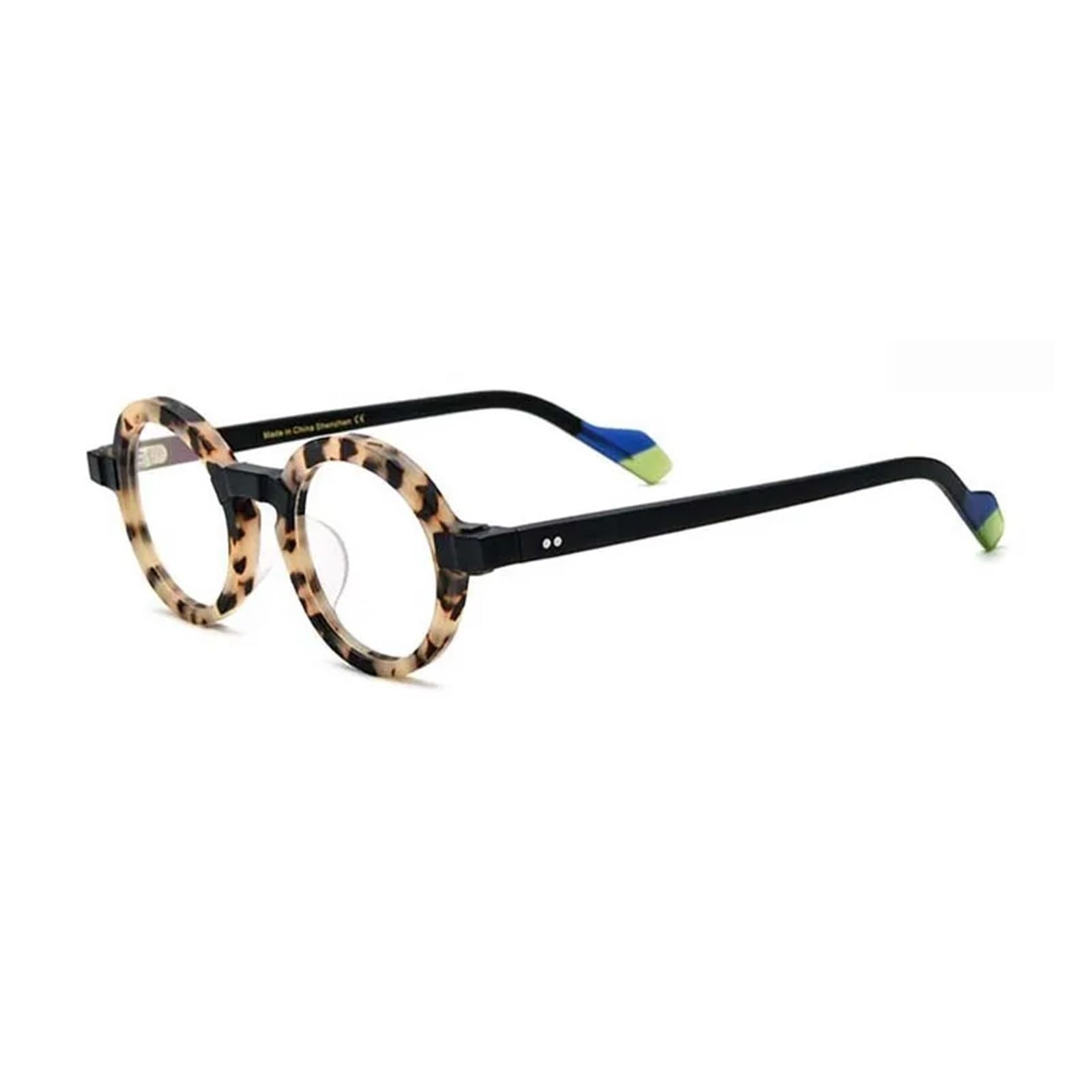 KLJUddGY Acetate Glasses Round Eyewear Frames Large Non Prescription Eyeglasses Spectacles for Computer Unisex Reading Glasses Frosted(Gray Leopardl)