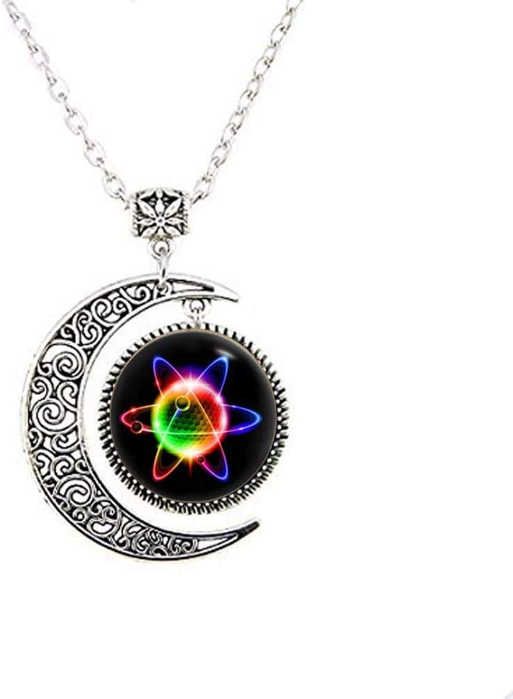 shanzuofengAtom Moon Necklace Quantum Physics Moon Necklace Science Invention Jewelery Art Gifts