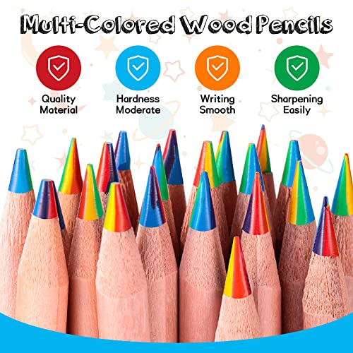 Chengu CG-CHENGU-3846 48 Pcs Rainbow Colored Pencils, 7 Color In 1 Rainbow Pencil For Kids, Wooden Colored Pencil Multi Colored Pencils Bulk thumb #1