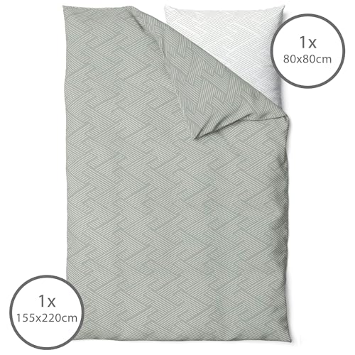 Parure de lit d'hiver en 100 % coton LINKHOFF flanelle douce vert clair pastel 2 pieces