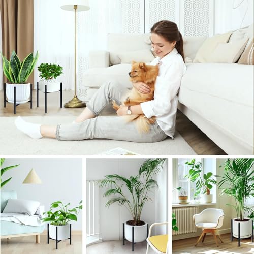 Image of ABJA 2 Pcs Adjustable Plant Stands for Indoor Living Room, Metal Planter Stands for Home Decor (Black, 2 Pcs, Fits 8, 10, 12 Inch Pots )