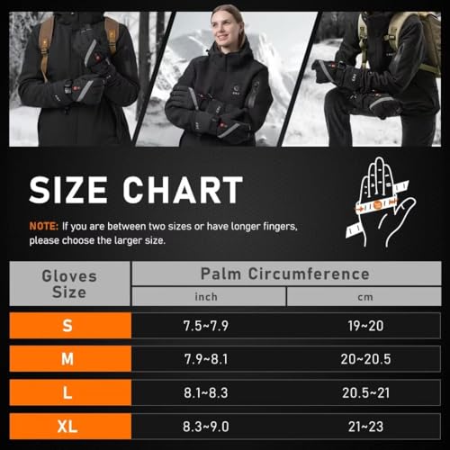 EAY Heated Gloves for Men & Women - Rechargeable 7.4V 3000mAh Battery, Touch Screen Waterproof, Winter Warm Electric Gloves for Ski, Snowboarding, Hunting, Hiking, Camping