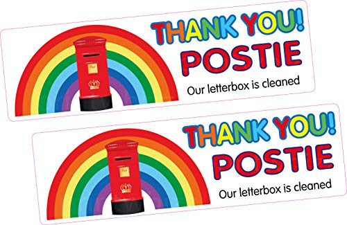 Autocollant en vinyle avec inscription « 2 Off Thank You Postie Our Letter Box is Cleaned » 120 x 35 mm