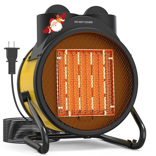Buyplus Outdoor Heaters for Patio, 1500W Electric Garage Heater with 90°Adjustable Angle, Overheat Protection & 2S Fast Heating, Greenhouse Heater for Patio, Garage, Greenhouse, Indoor Outdoor, Yellow