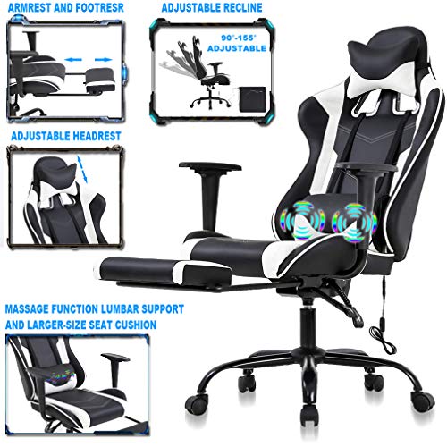 PC Gaming Chair Ergonomic Racing Heavy Duty Office Chair Video Game Chair, Massage