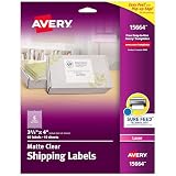 Avery Matte Clear Shipping Labels, Sure Feed Technology, Laser, 3-1/3' x 4', 60 Labels, 5 Packs (15664)