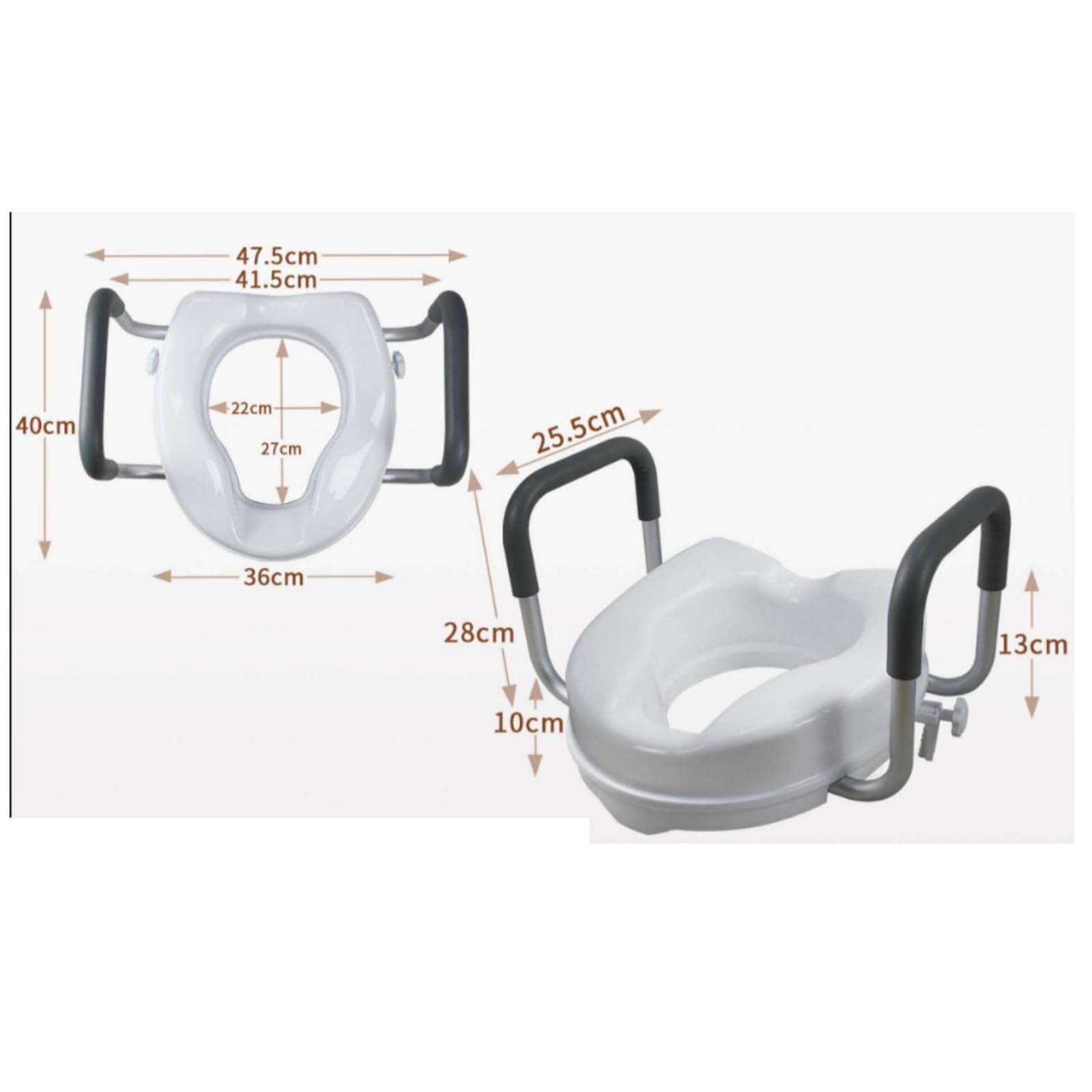 Rialzo WC con Braccioli Robusto, Rialzo Per WC Da 4 Pollici Senza Coperchio, Altezza 10 Cm, 4 Pollici, Senza Coperchio, 10 Cm